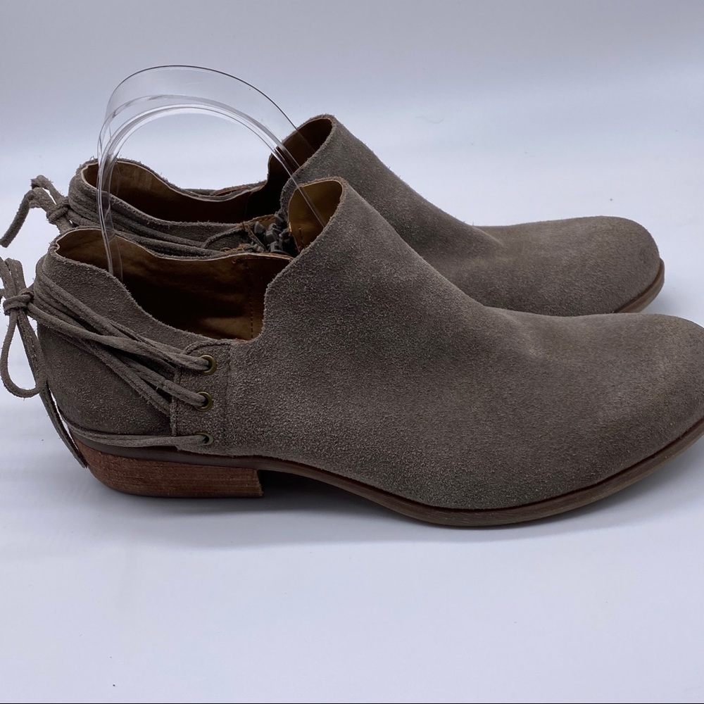 KORKS Suede Booties Lace Back Taupe Size 8.5